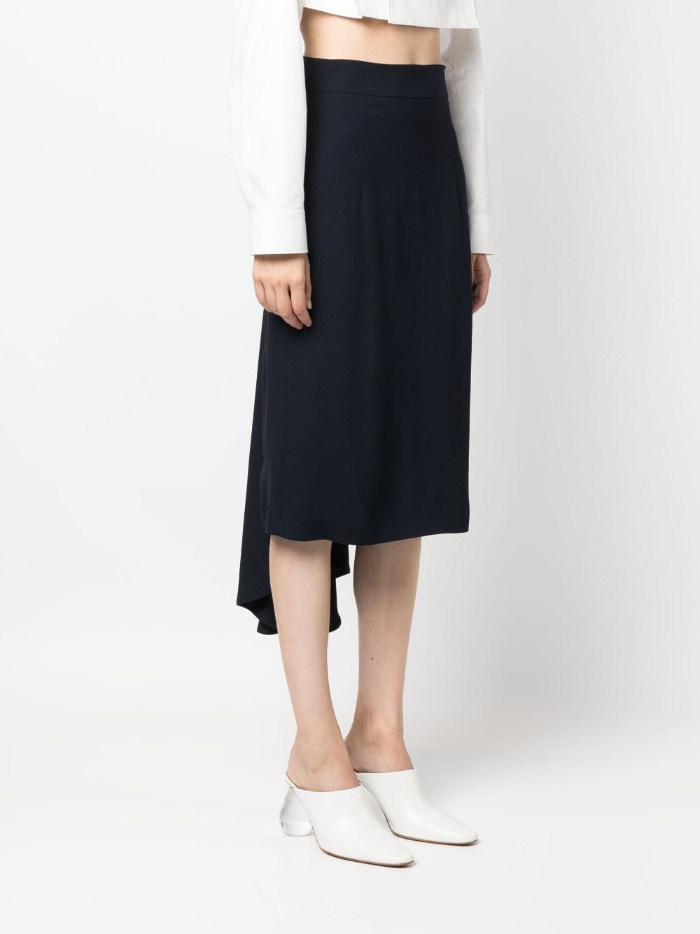 pleated asymmetric midi skirt - 3