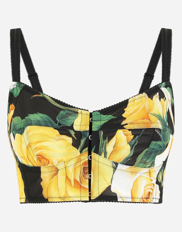Marquisette top with yellow rose print - 1