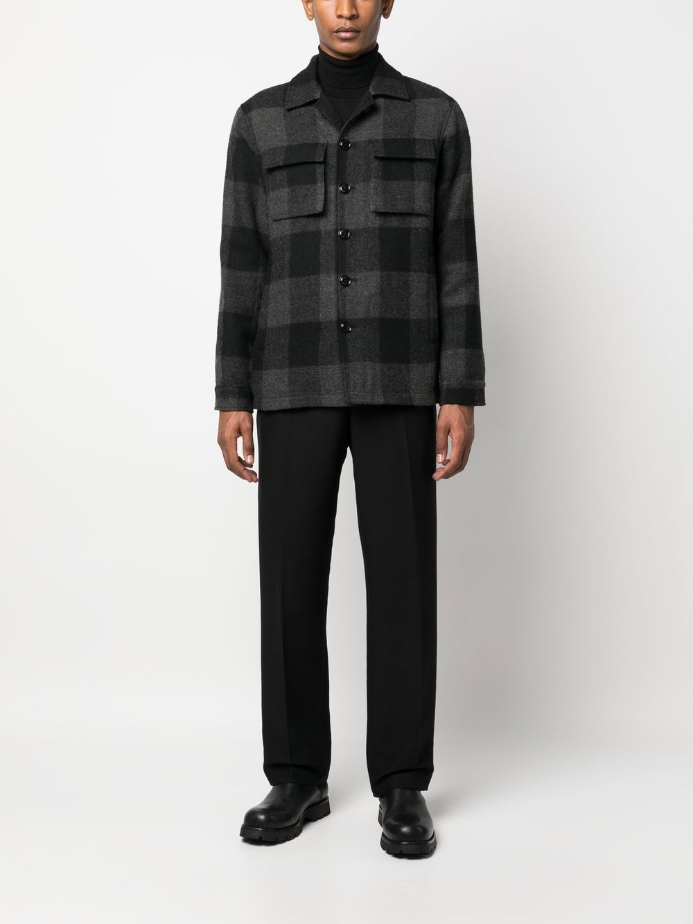 check-pattern shirt jacket - 2