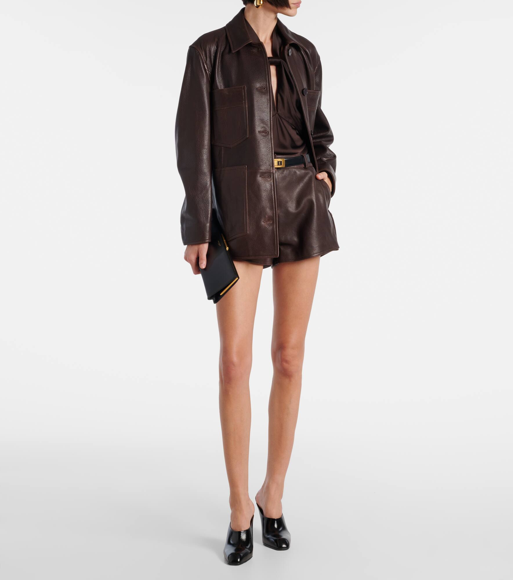 Leontine leather shorts - 2