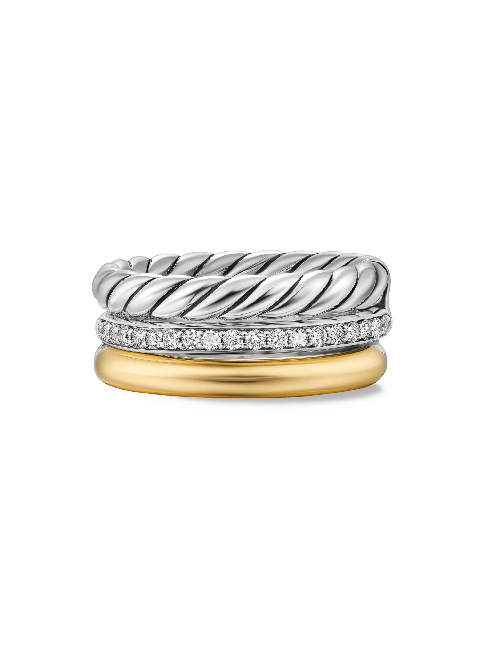 Women's DY Mercer Three Row Ring in Sterling Silver - Diamond - 1