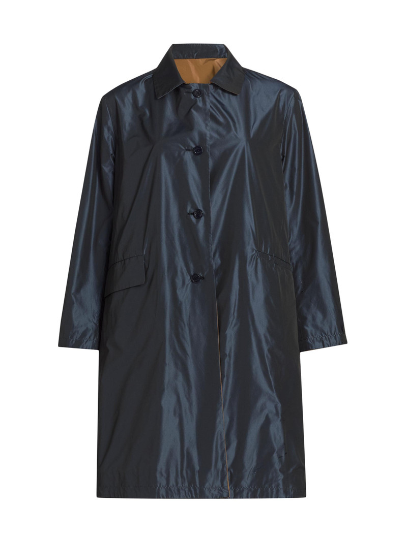 Women's Techno Taffeta Reversible Oversized Topper Coat - Navy Tobacco 1