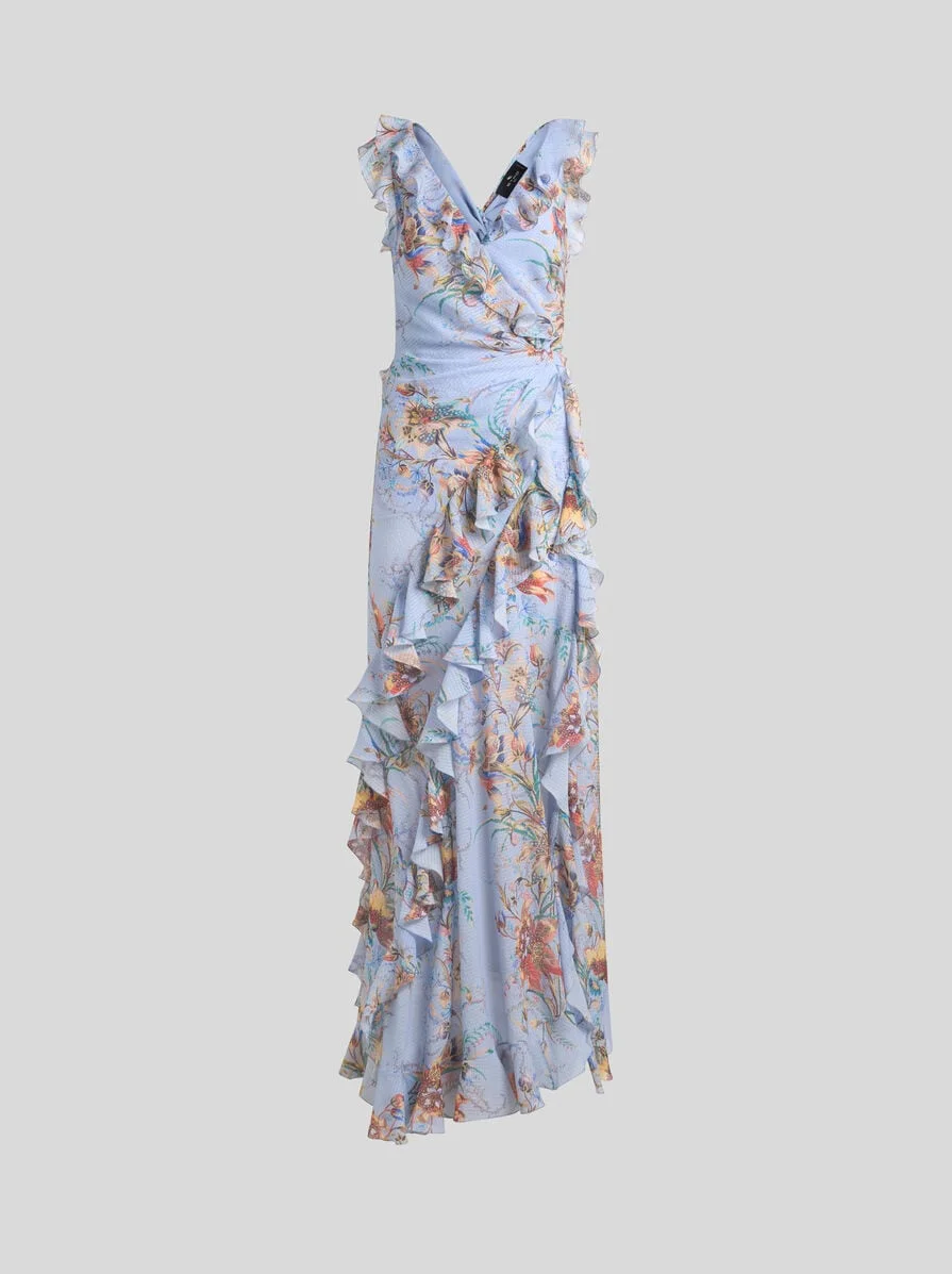 LONG DRESS WITH RUFFLES AND CUT-OUT - 1