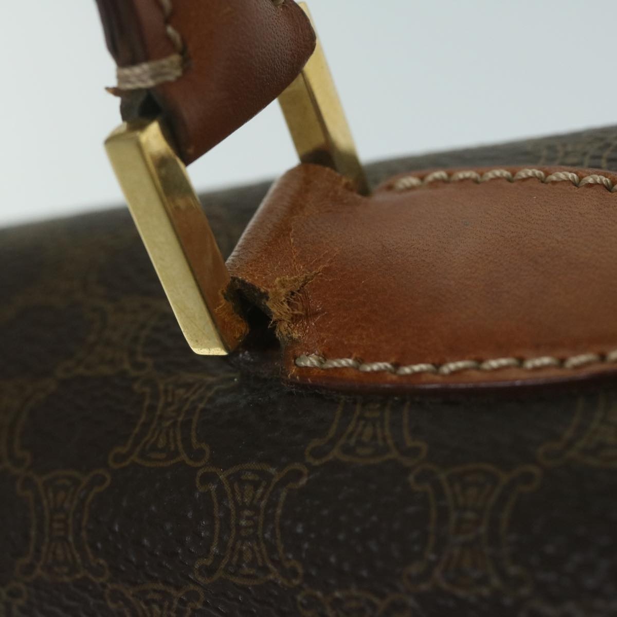 CELINE Macadam Canvas Hand Bag Pvc Leather Brown - 8