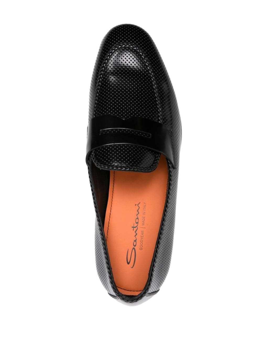 perforated leather penny loafers - 4