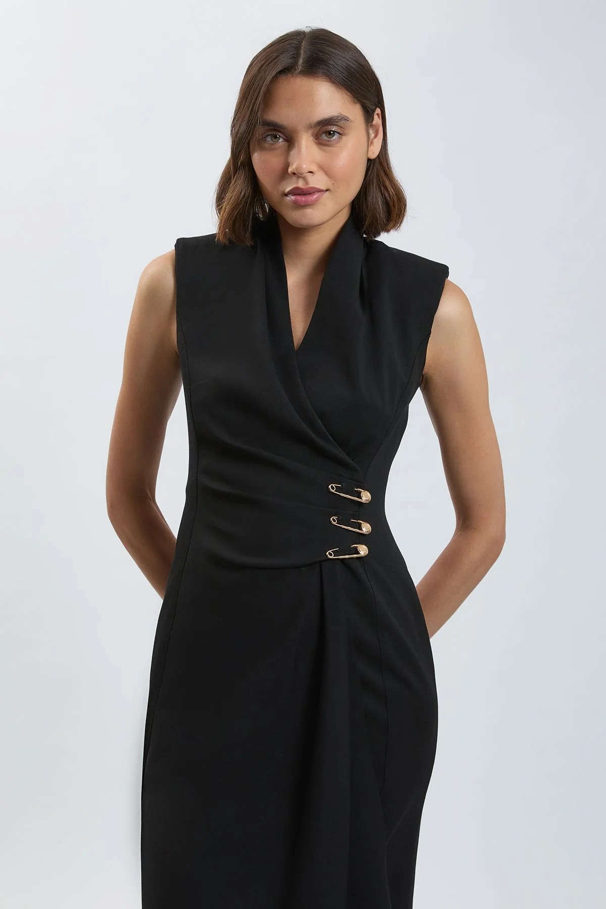 Trim Tailored Midi Pencil Dress - 1