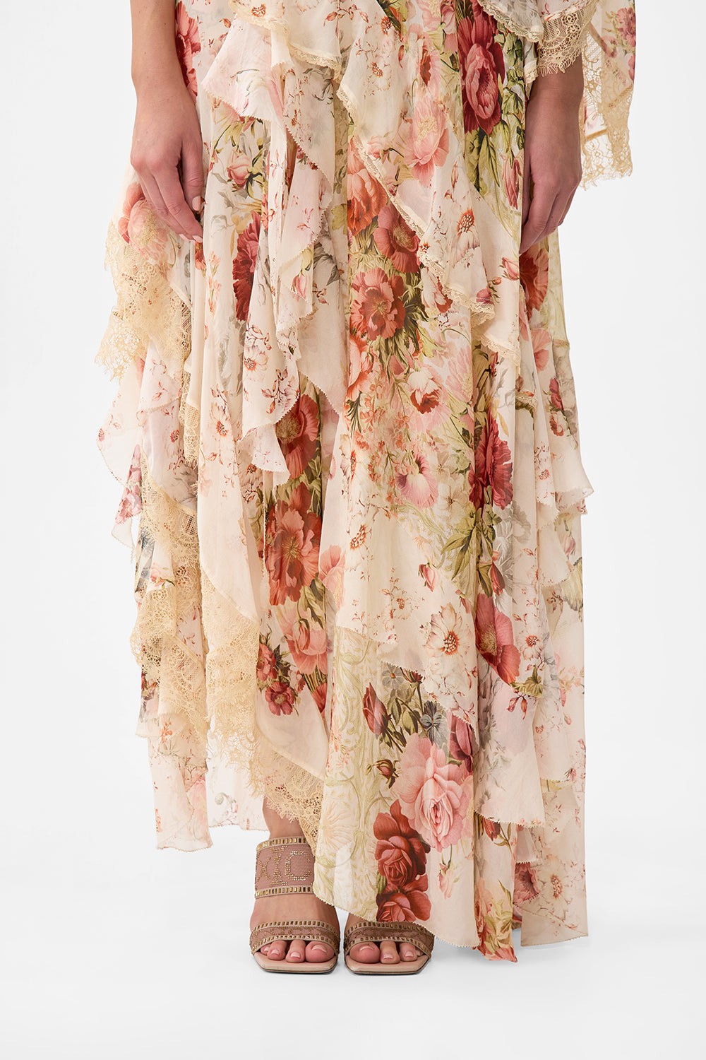 ASYMMETRIC SPLICED RUFFLE DRESS - 7