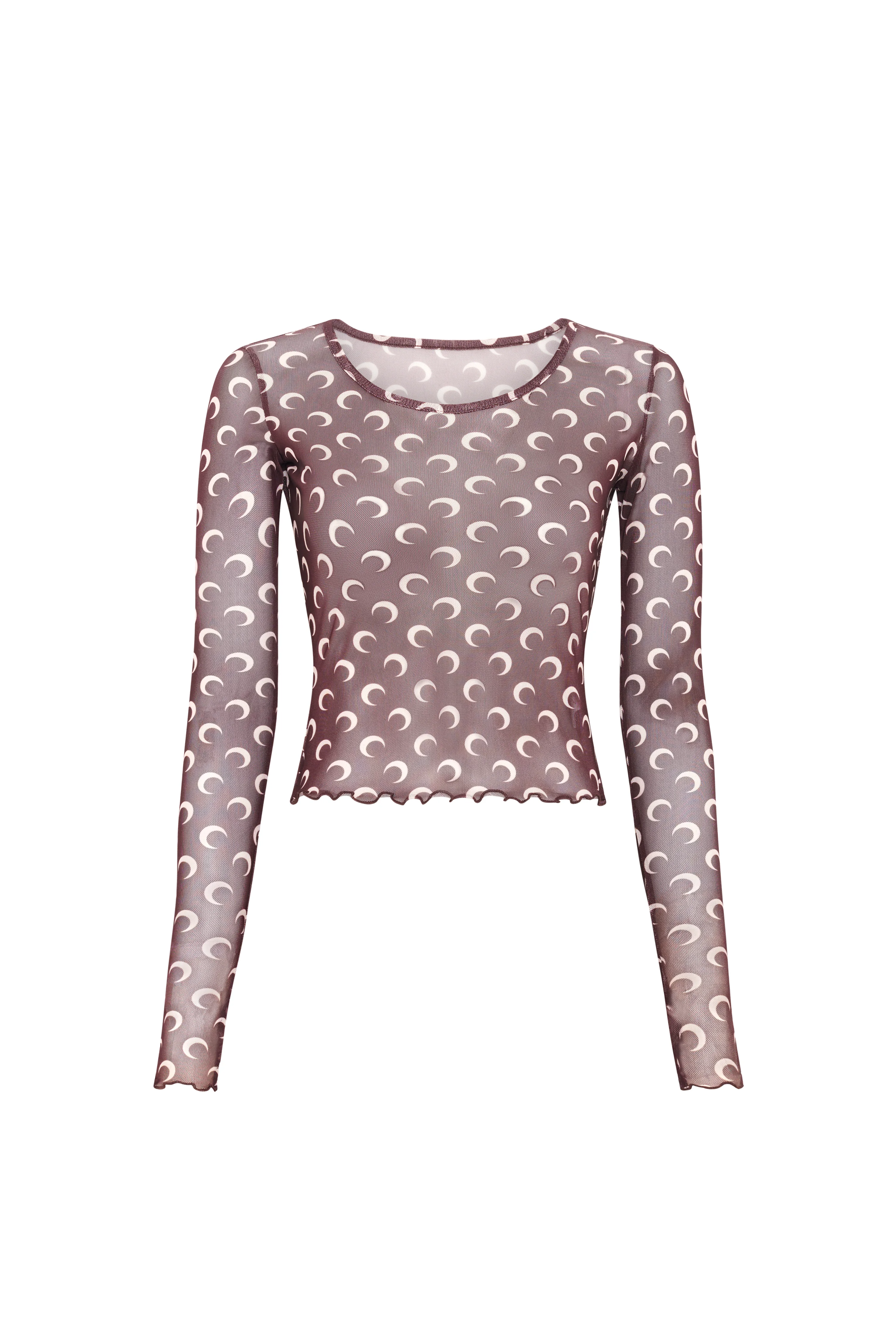 Moon Printed Mesh Second Skin Cropped Top - 1