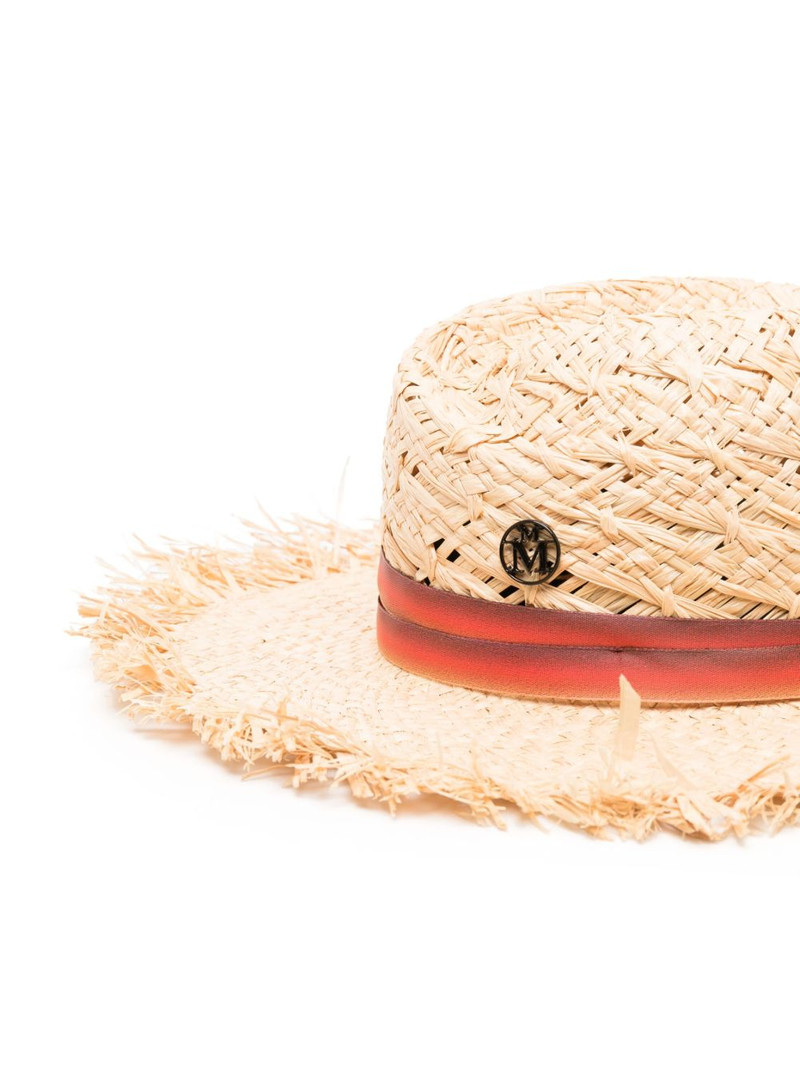 MAISON MICHEL logo-plaque raffia hat outlook