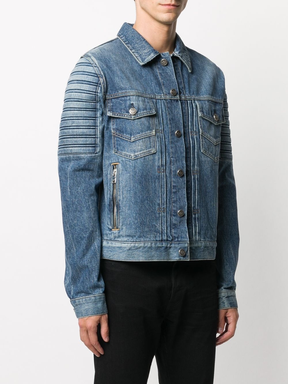 logo-embossed denim jacket - 3