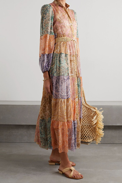 Zimmermann Brighton belted patchwork paisley-print silk-crepon maxi shirt dress outlook