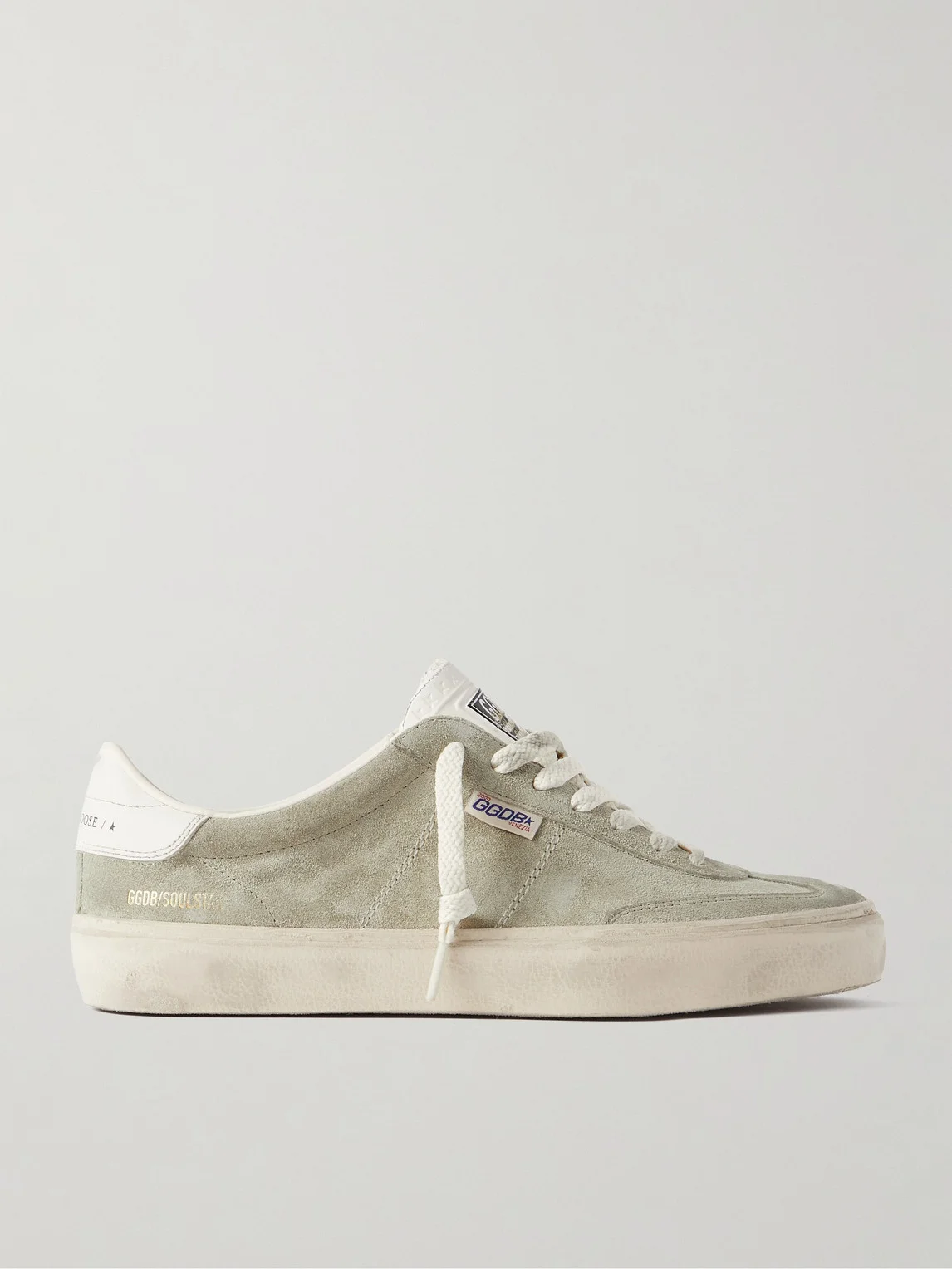 Soul-Star Distressed Leather-Trimmed Suede Sneakers - 1