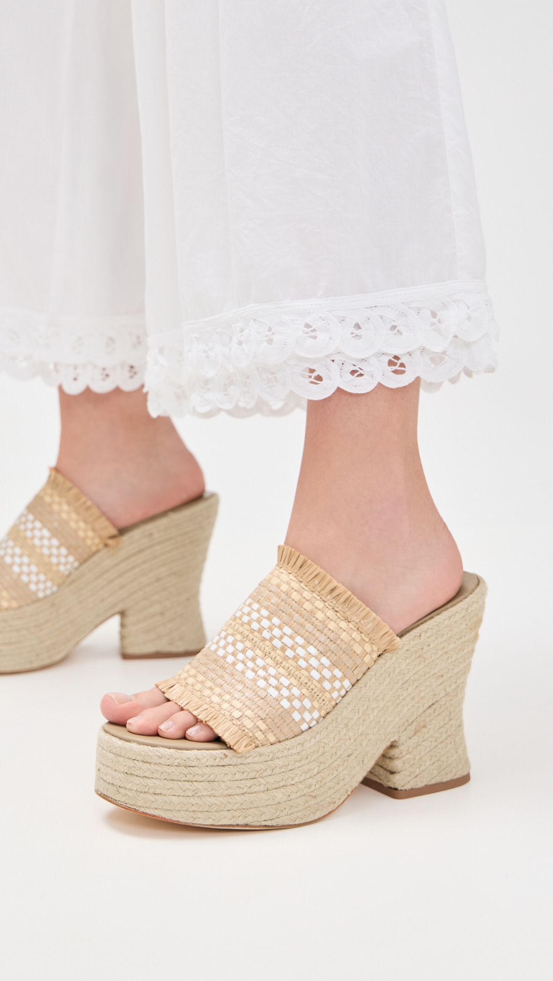 Natural Weaved Raffia Platform Espadrilles - 2