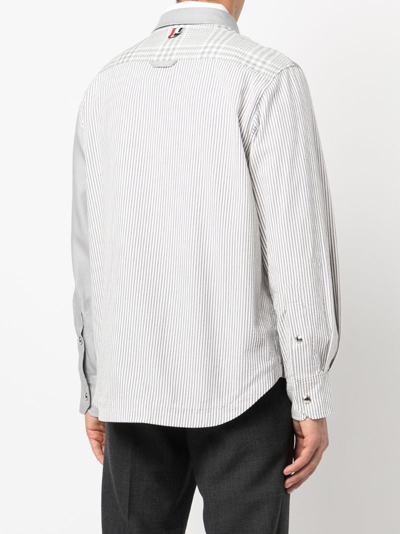 panelled linen shirt - 4