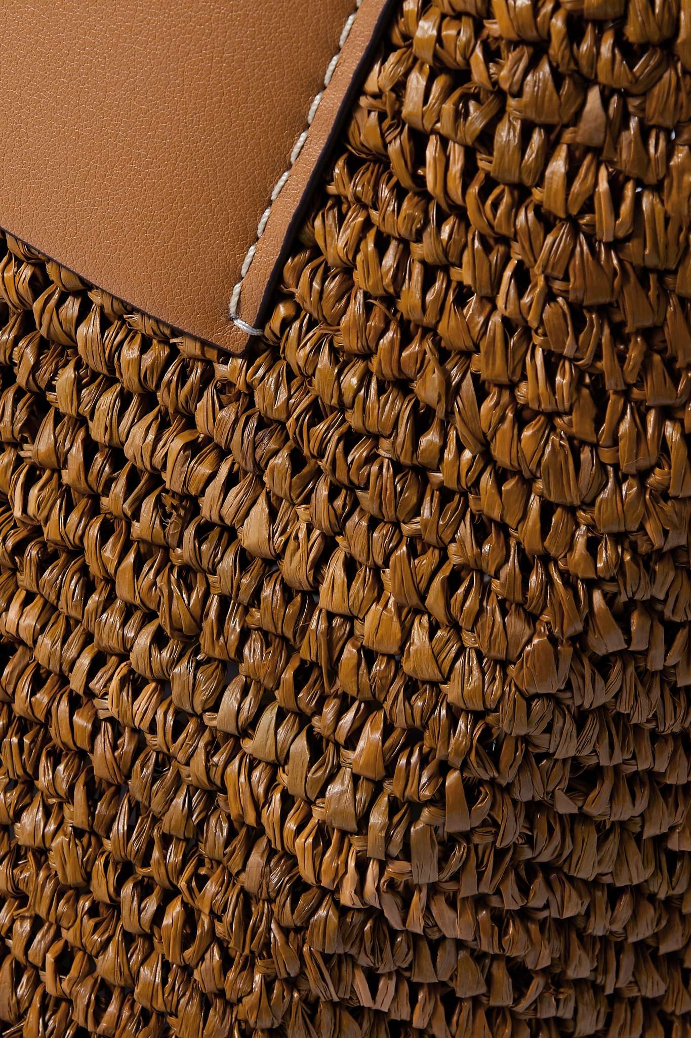 Morris large leather-trimmed raffia tote - 4