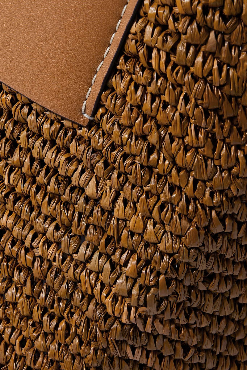 Morris large leather-trimmed raffia tote 4