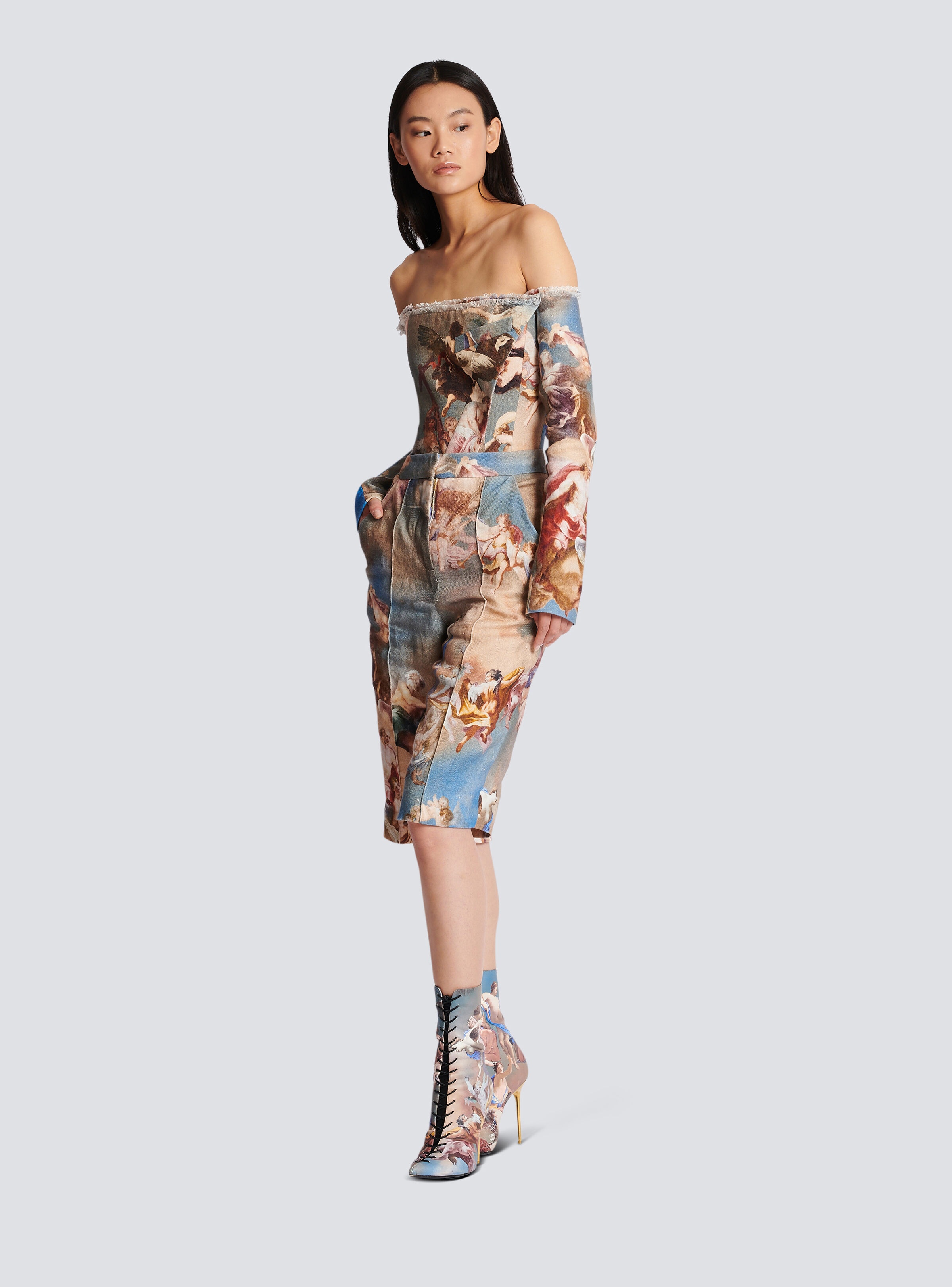 Sky printed canvas Bermuda shorts - 3