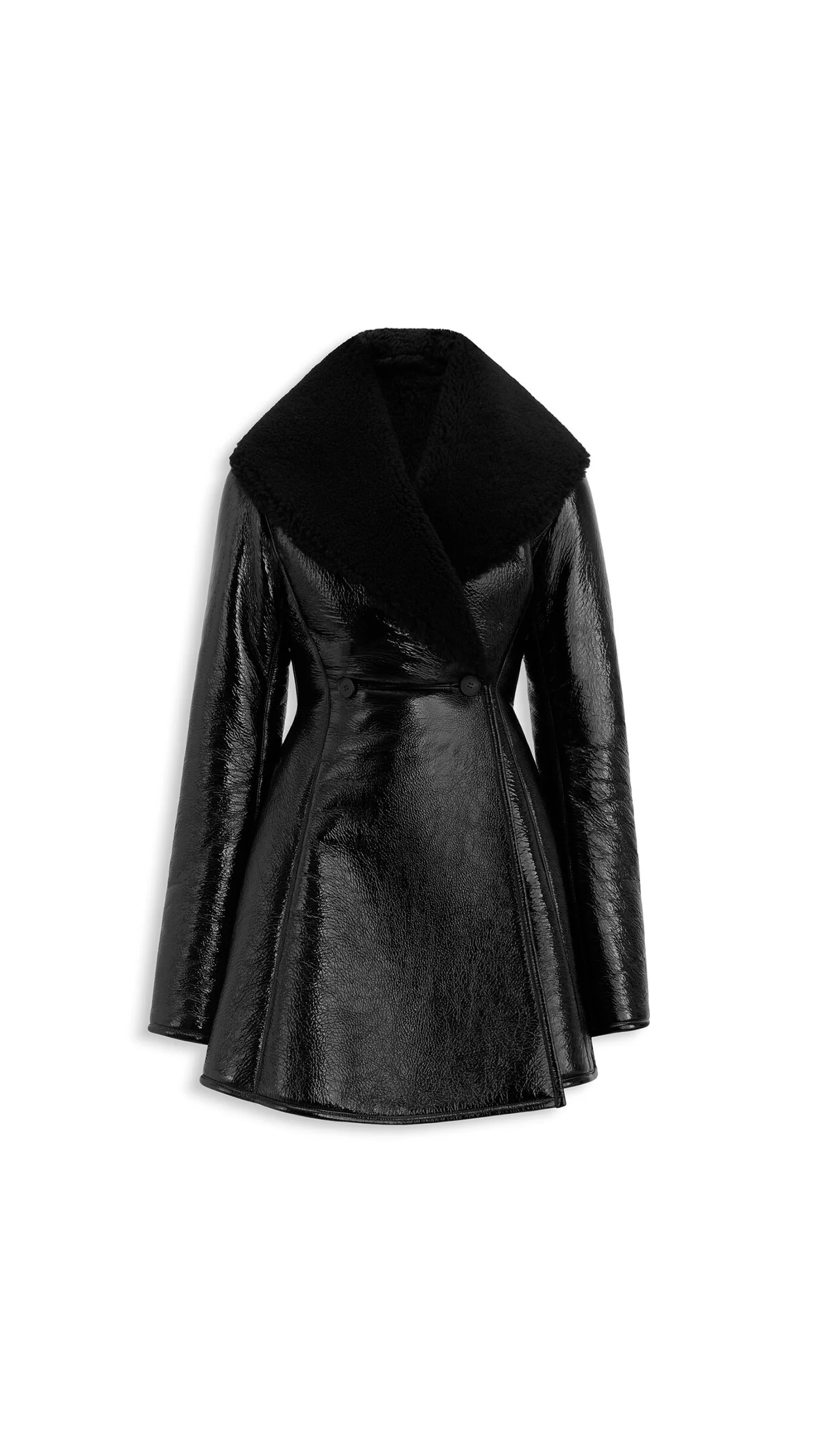 PATENT LEATHER AND SHEARLING PRINCESS COAT - 1
