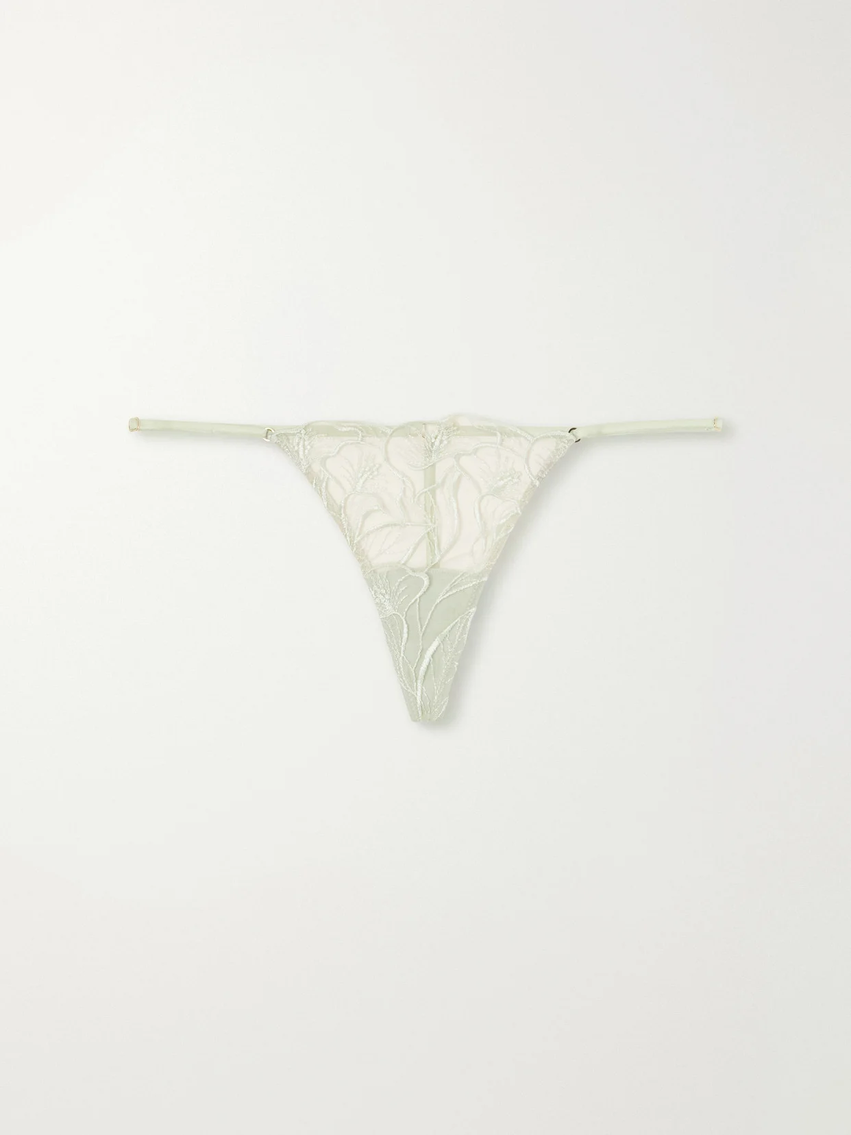 Calla Lily Floral-embroidered Mesh Thong - 1