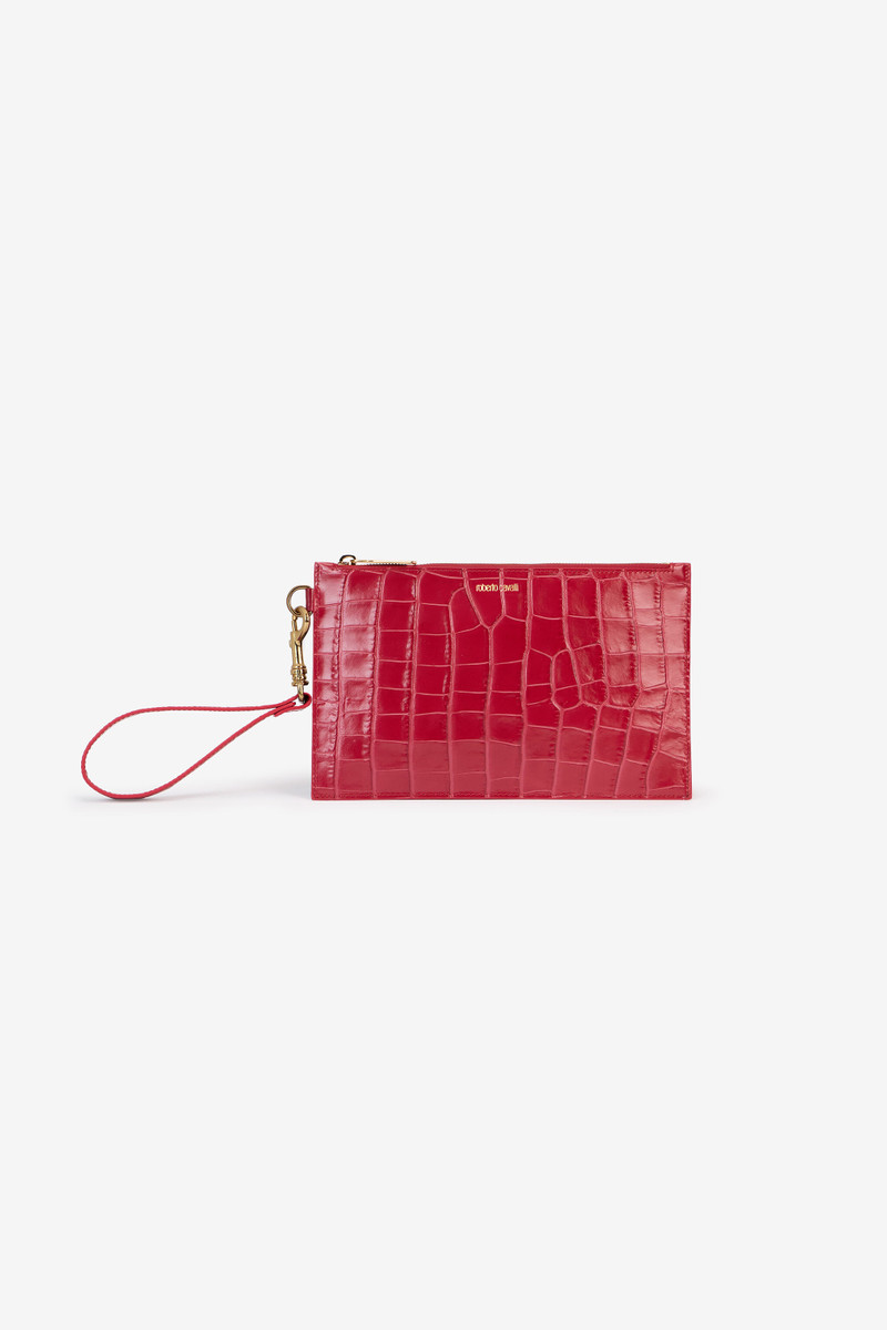 Antique Rose Crocodile-Effect Clutch 1