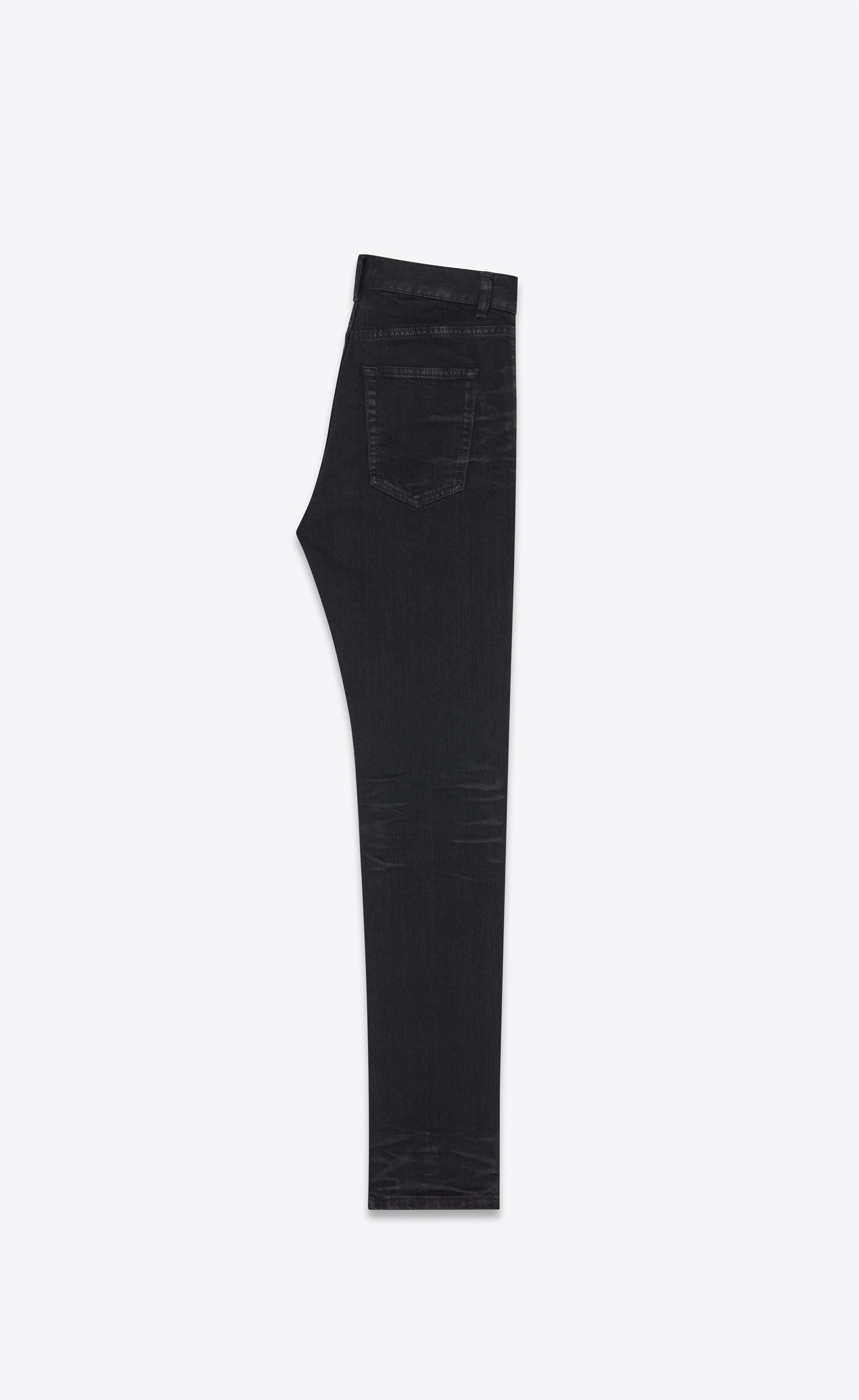 cropped skinny-fit jeans in coated black stretch denim - 2