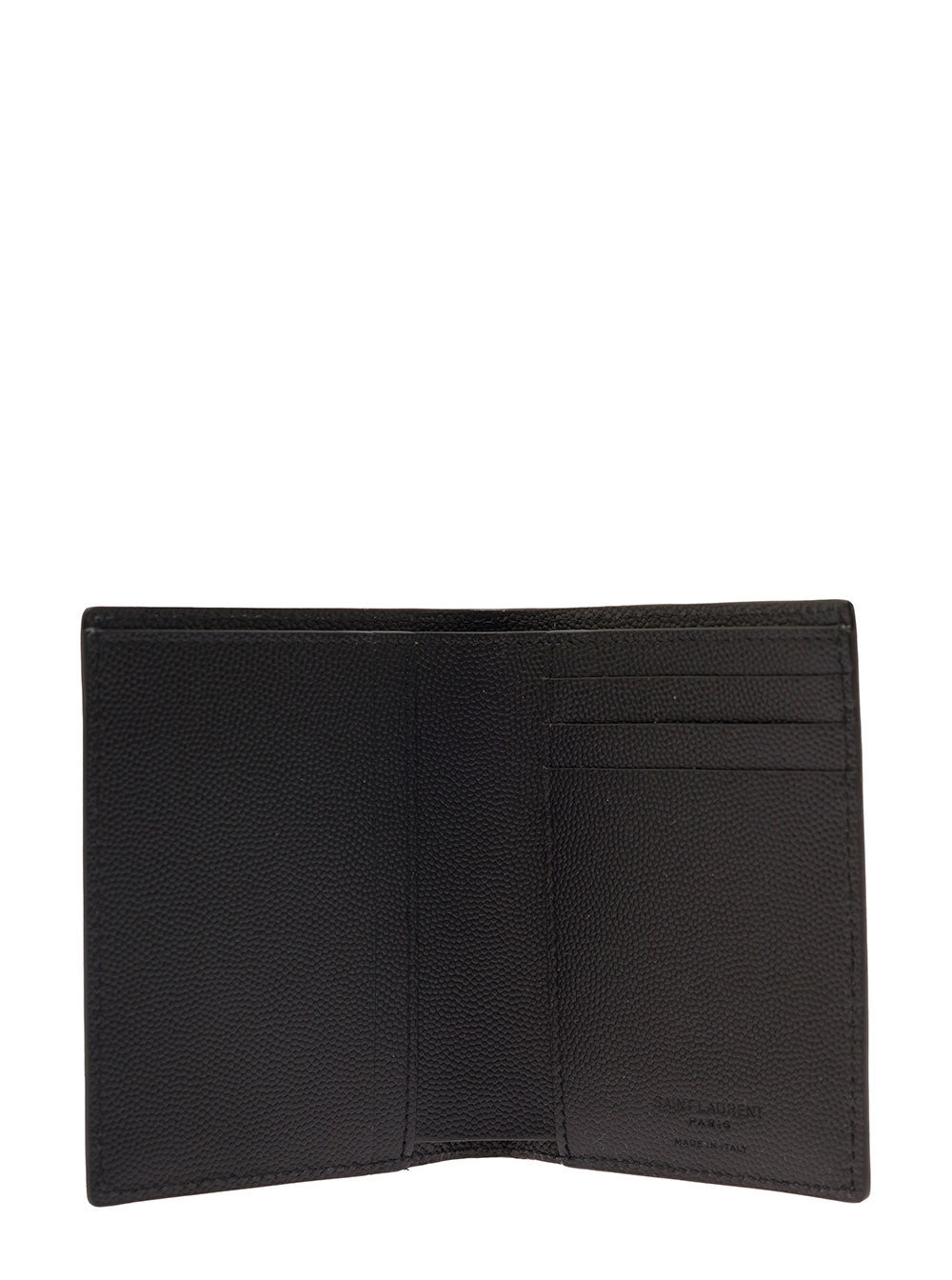 Saint Laurent Men Black Card-Holder With Embossed Logo In Grain De Poudre Leather Man - 3