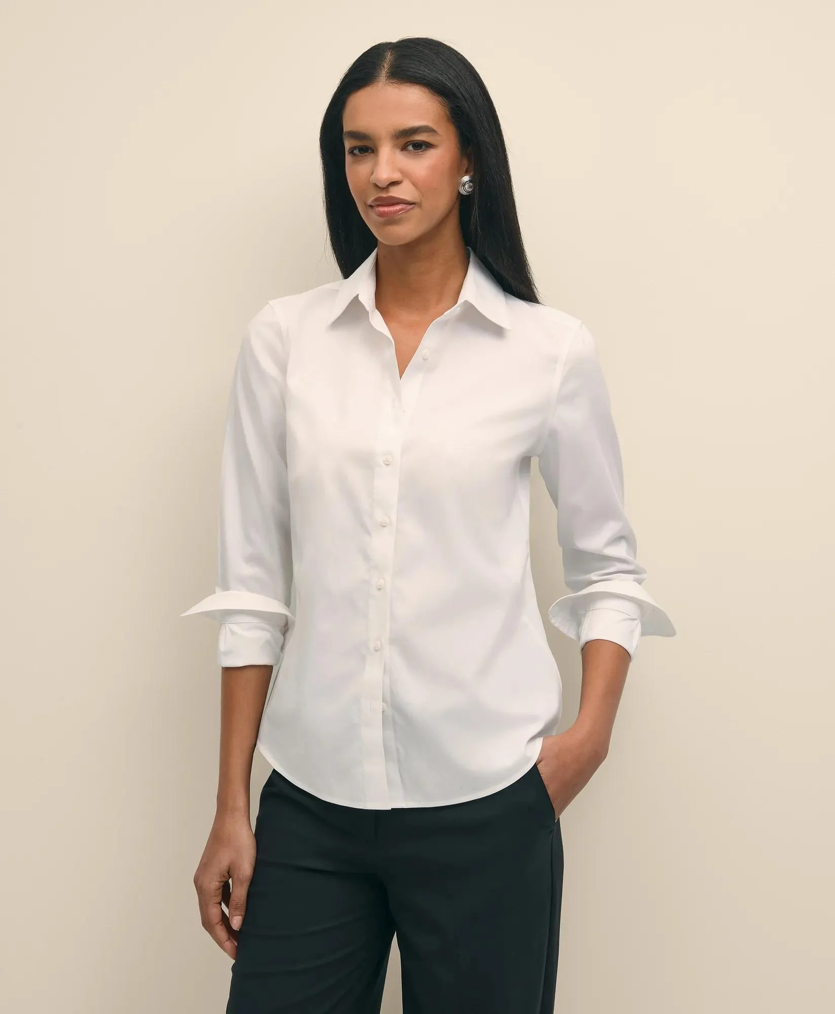 Classic-Fit Non-Iron Stretch Supima® Cotton Dress Shirt - 1