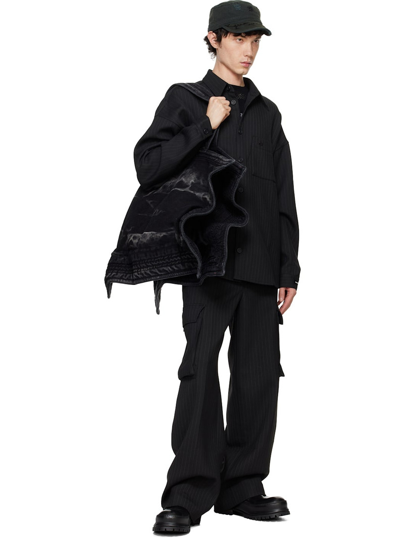 MISBHV Black Office Pinstripe Tailored Trousers outlook