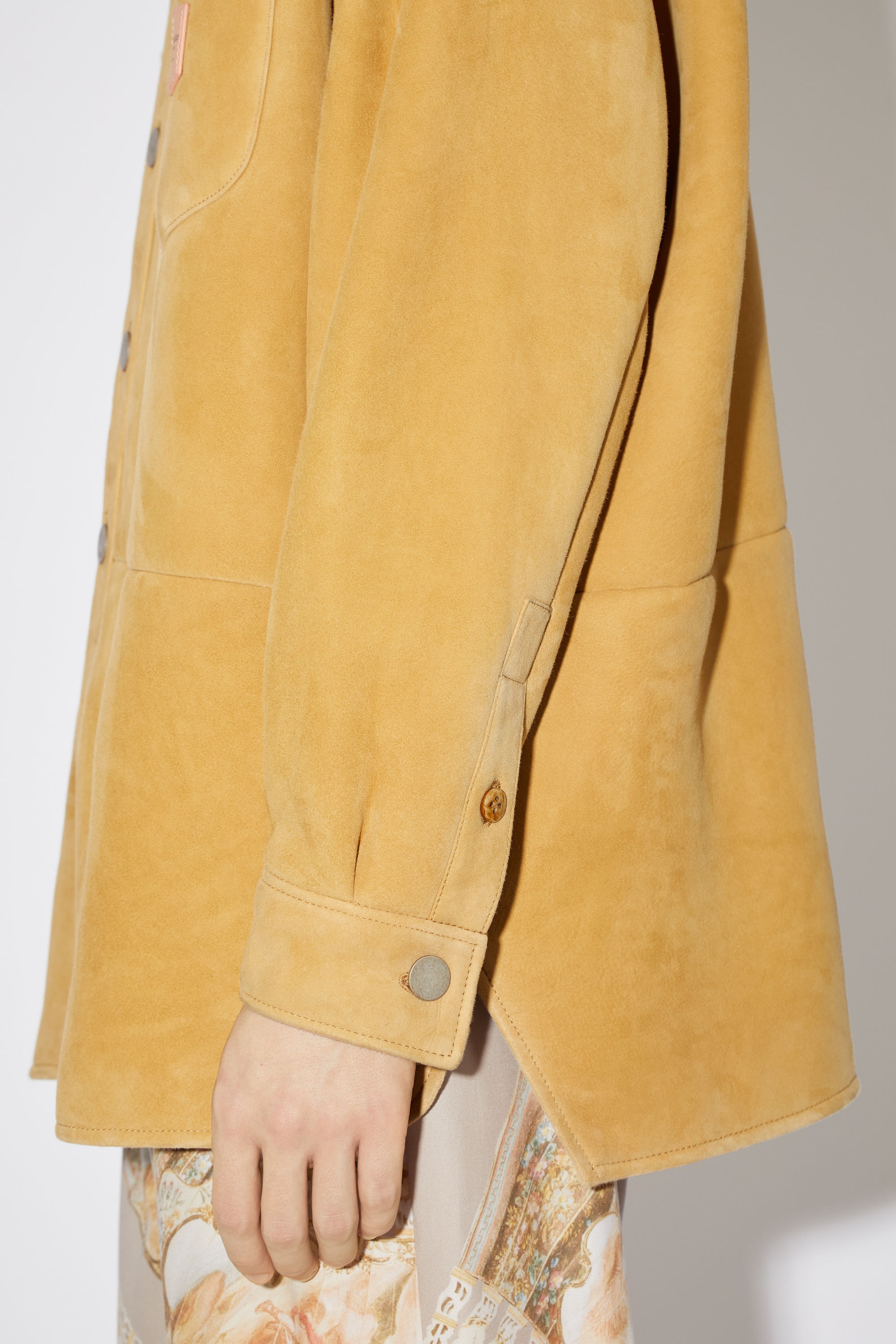 Leather suede shearling overshirt - Straw yellow - 6