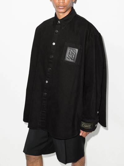 Raf Simons logo-patch denim shirt outlook