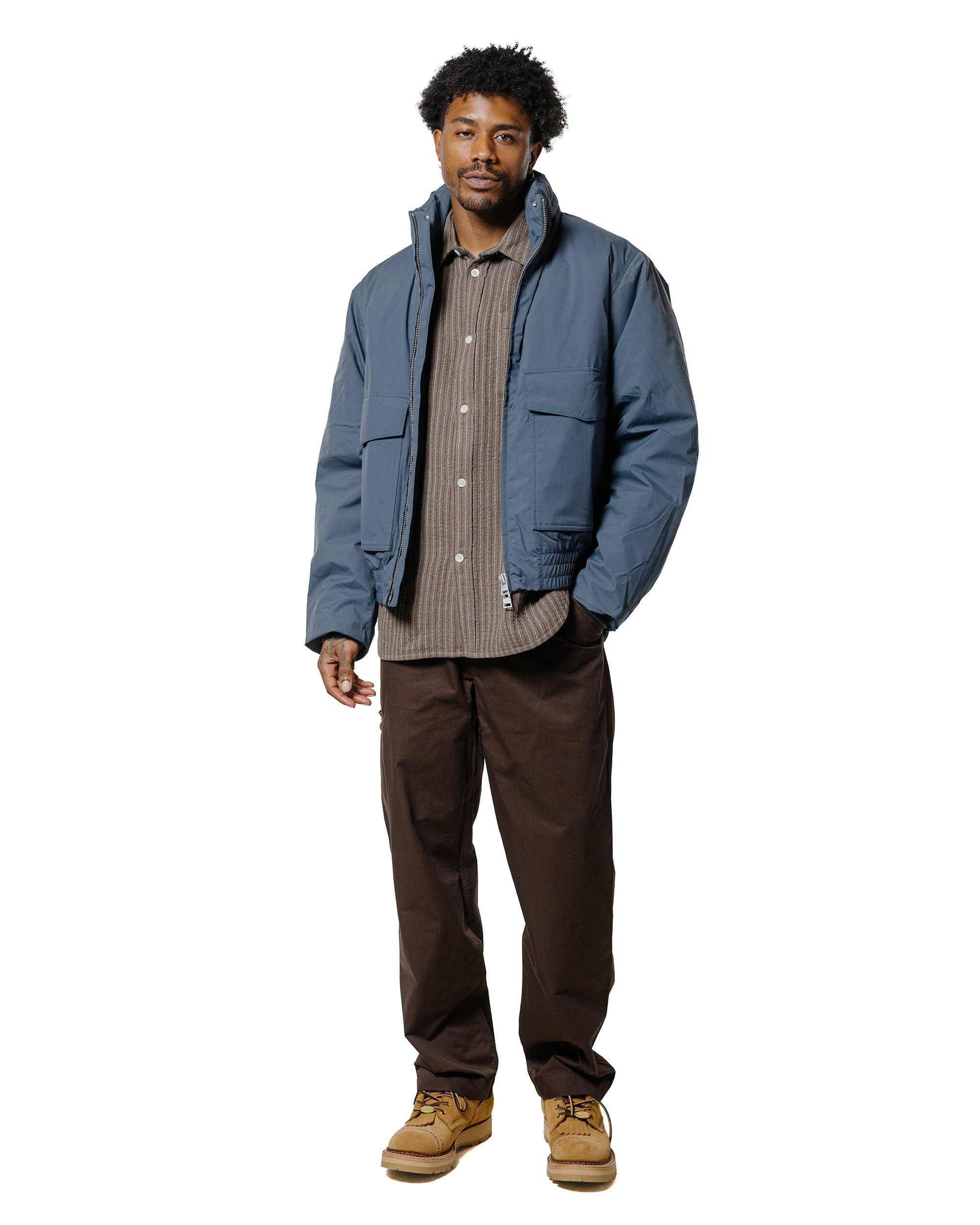 Ole Oversized Wool Stripe Shirt Seal Brown - 4