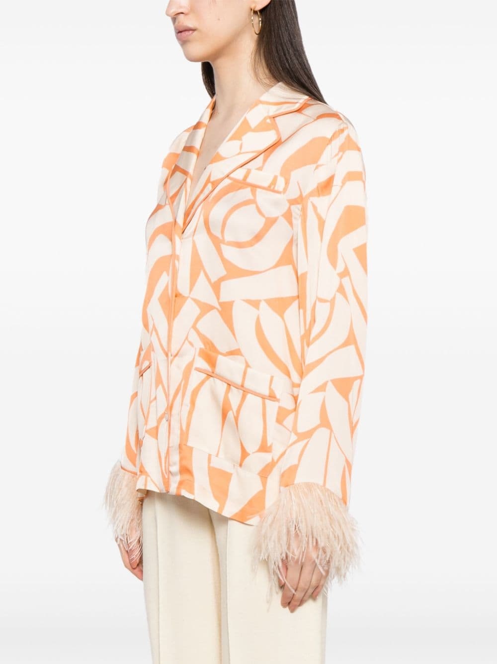 Braza feather-trim shirt - 3