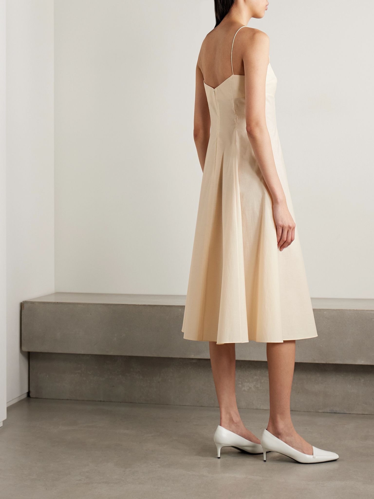 Isabella cotton-canvas midi dress Cream - 3