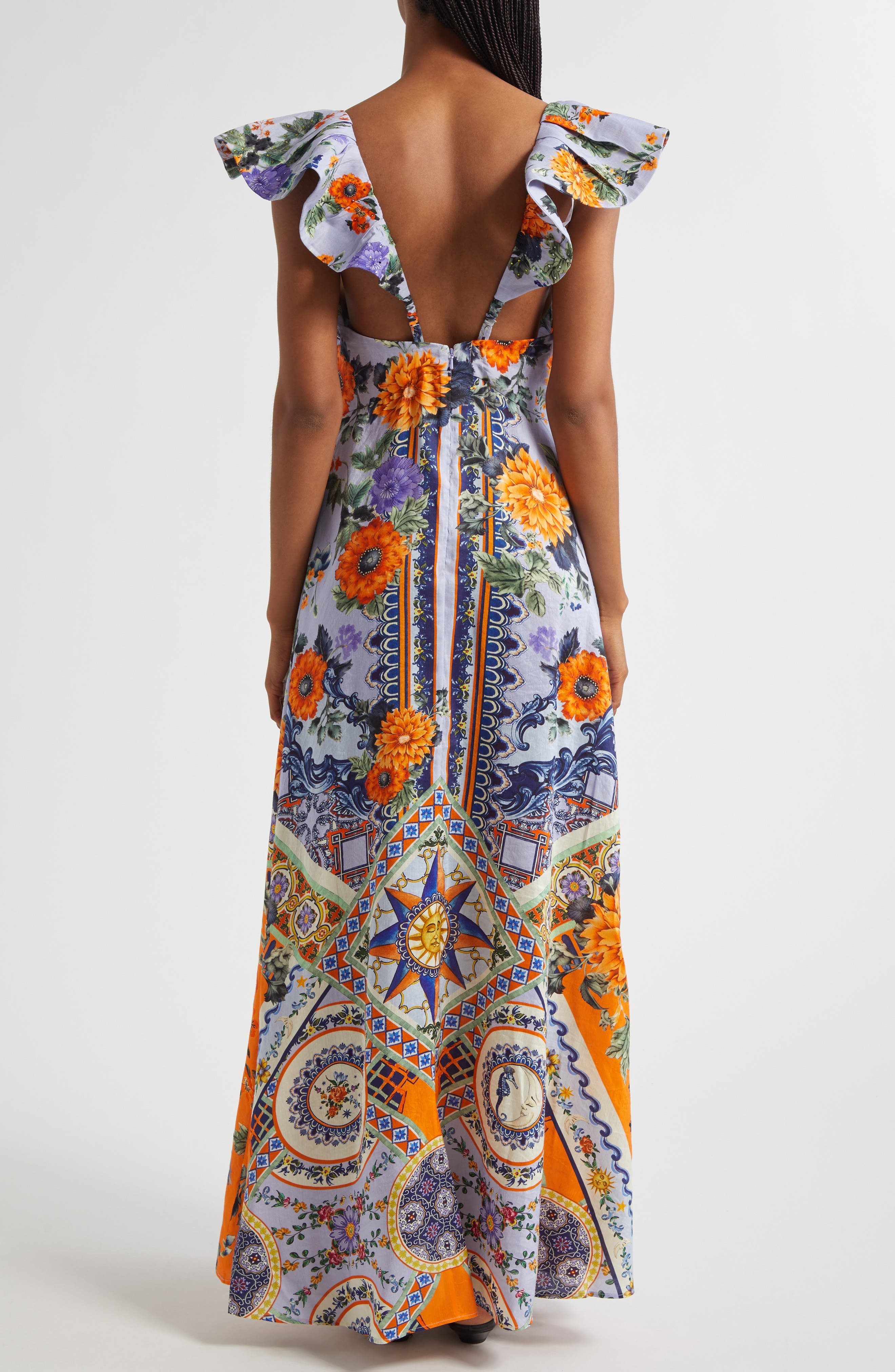 Camilla Luscious in Lisbon Tie Front Flutter Sleeve Linen & Silk Maxi Dress at Nordstrom - 2