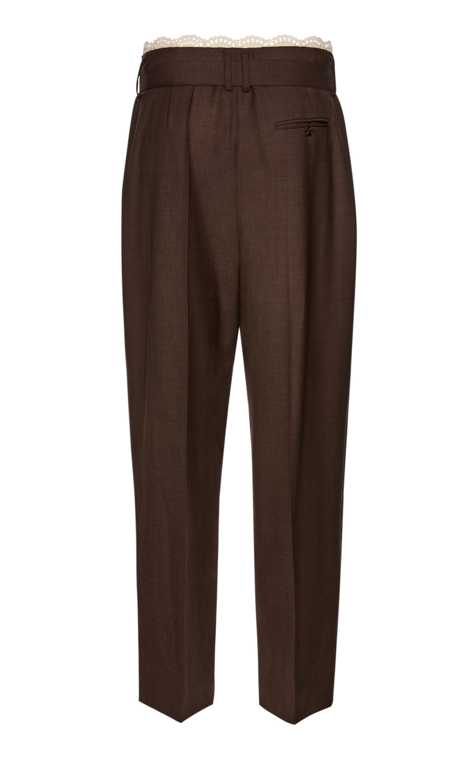 Ribbon Belted Wool Pants brown - 5