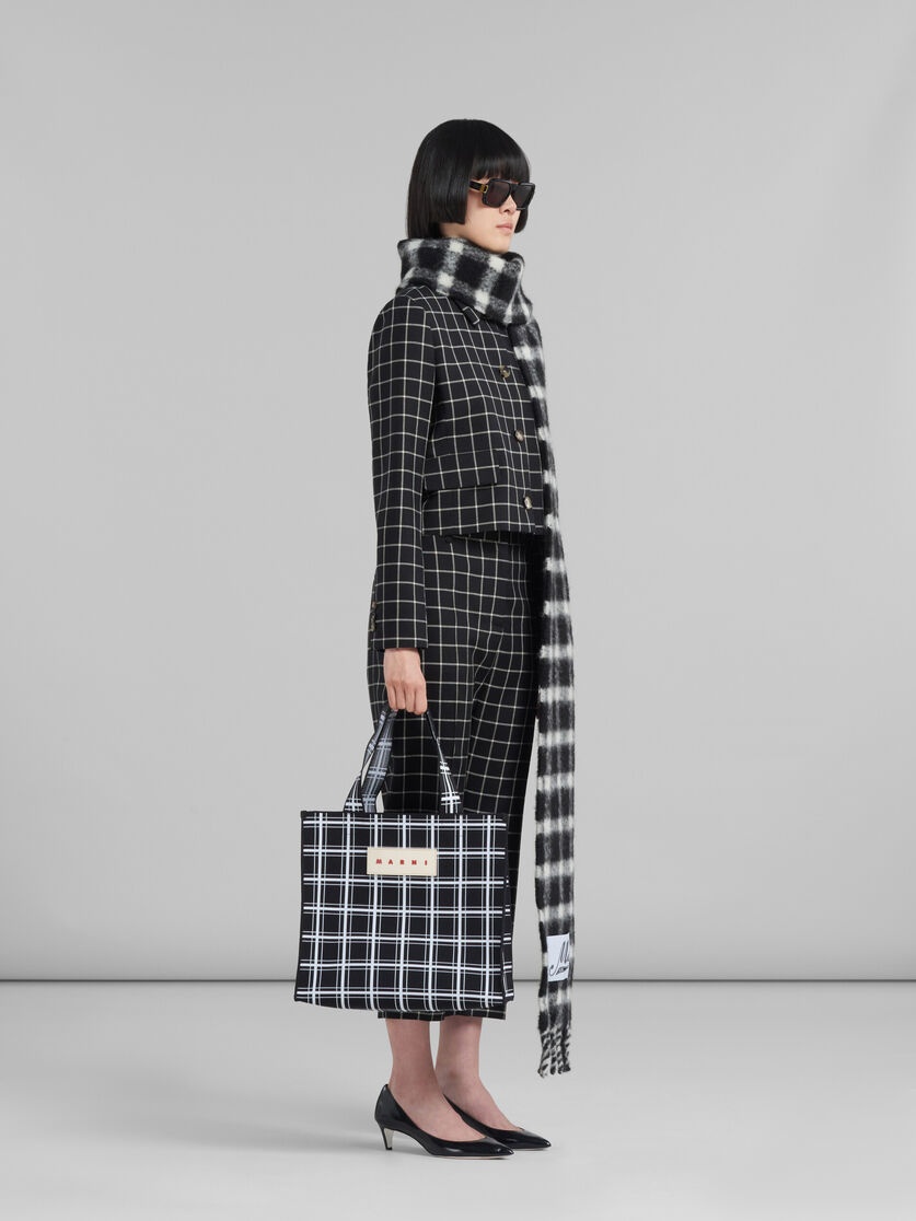BLACK CHECKED WOOL TROUSERS - 5