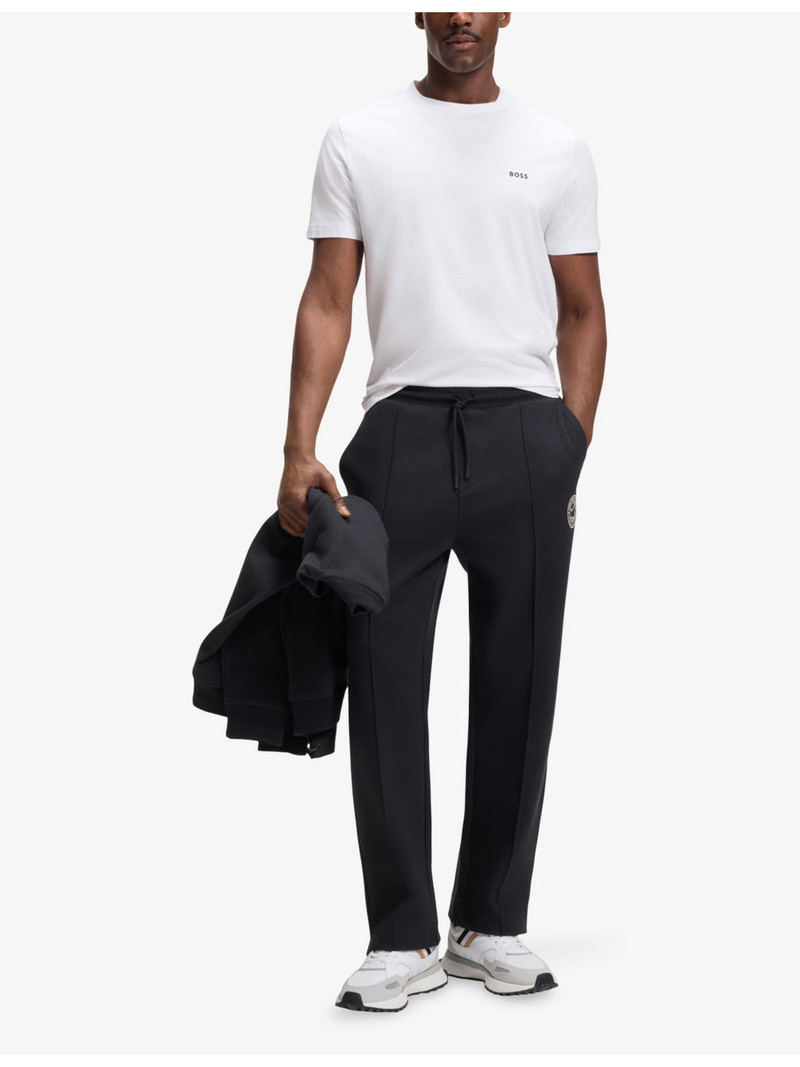 BOSS Brand-Embroidered Relaxed-Fit Cotton-Blend Jogging Bottoms outlook