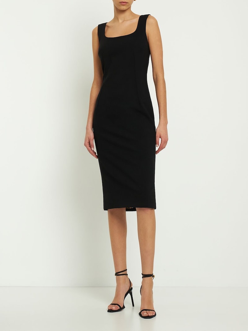 Stretch wool cady tubino midi dress - 2