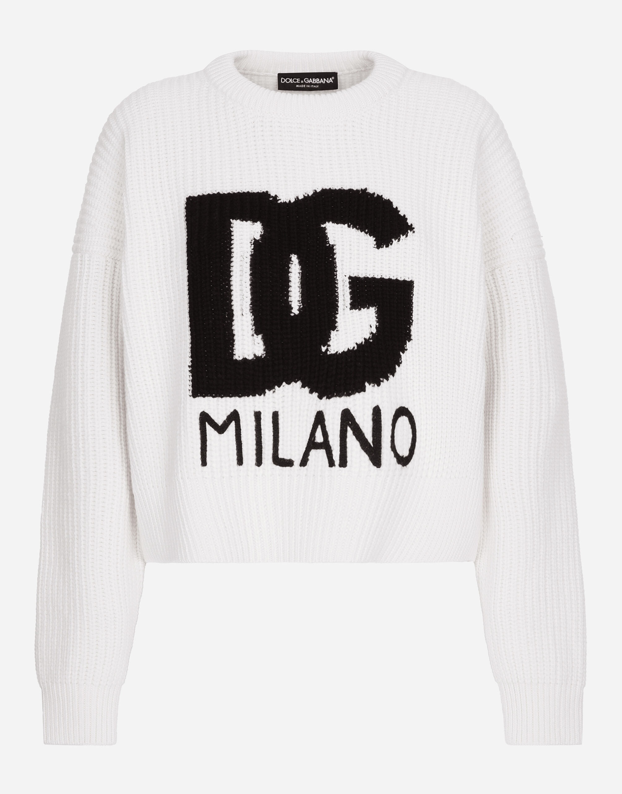 Cropped jersey hoodie with Angel print and embroidery BLANCO DOLCE&GABBANA  in White for Women