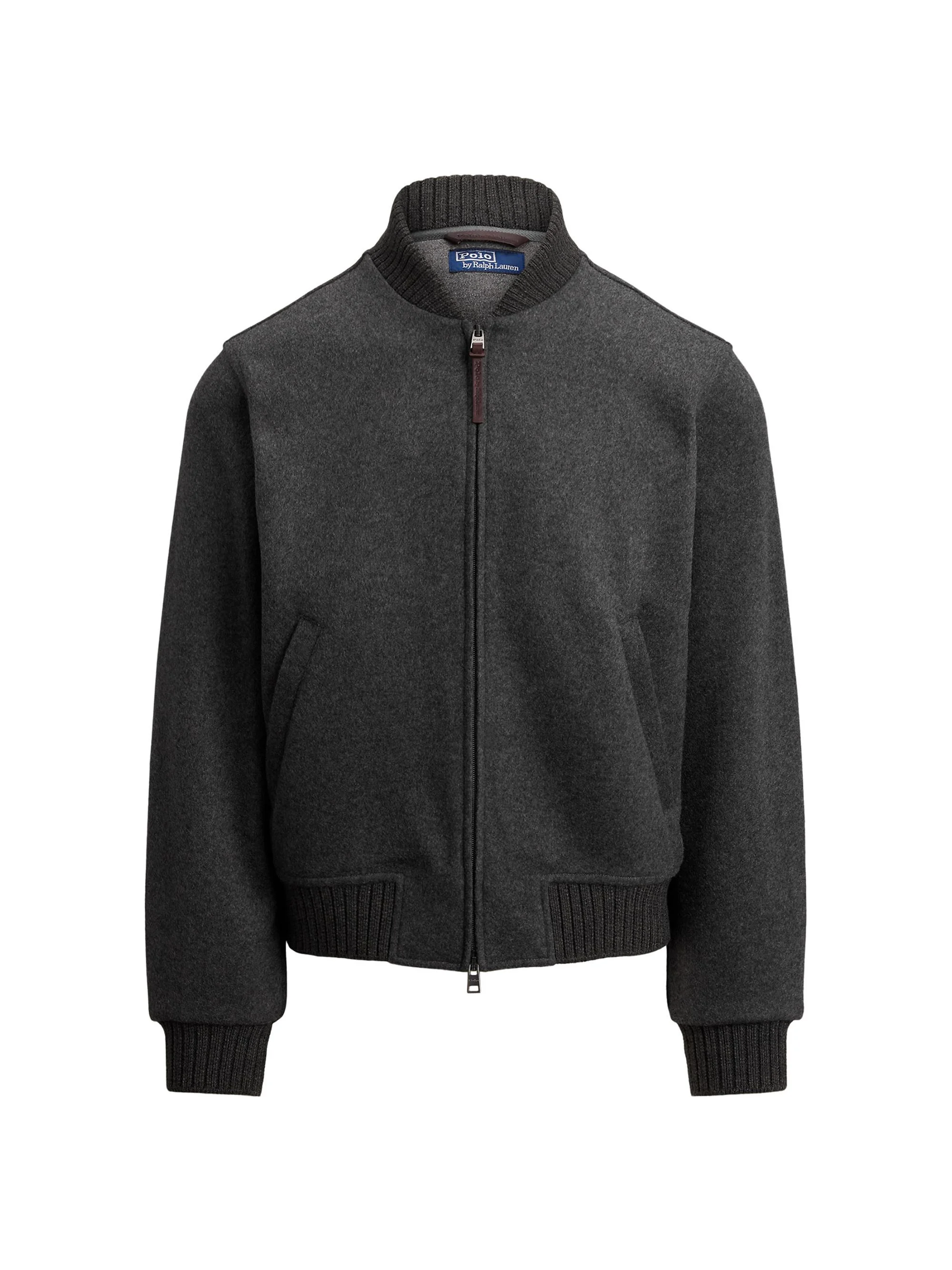 Men's Wool-Blend Zip-Up Bomber Jacket - Fortress Grey Heather - 1