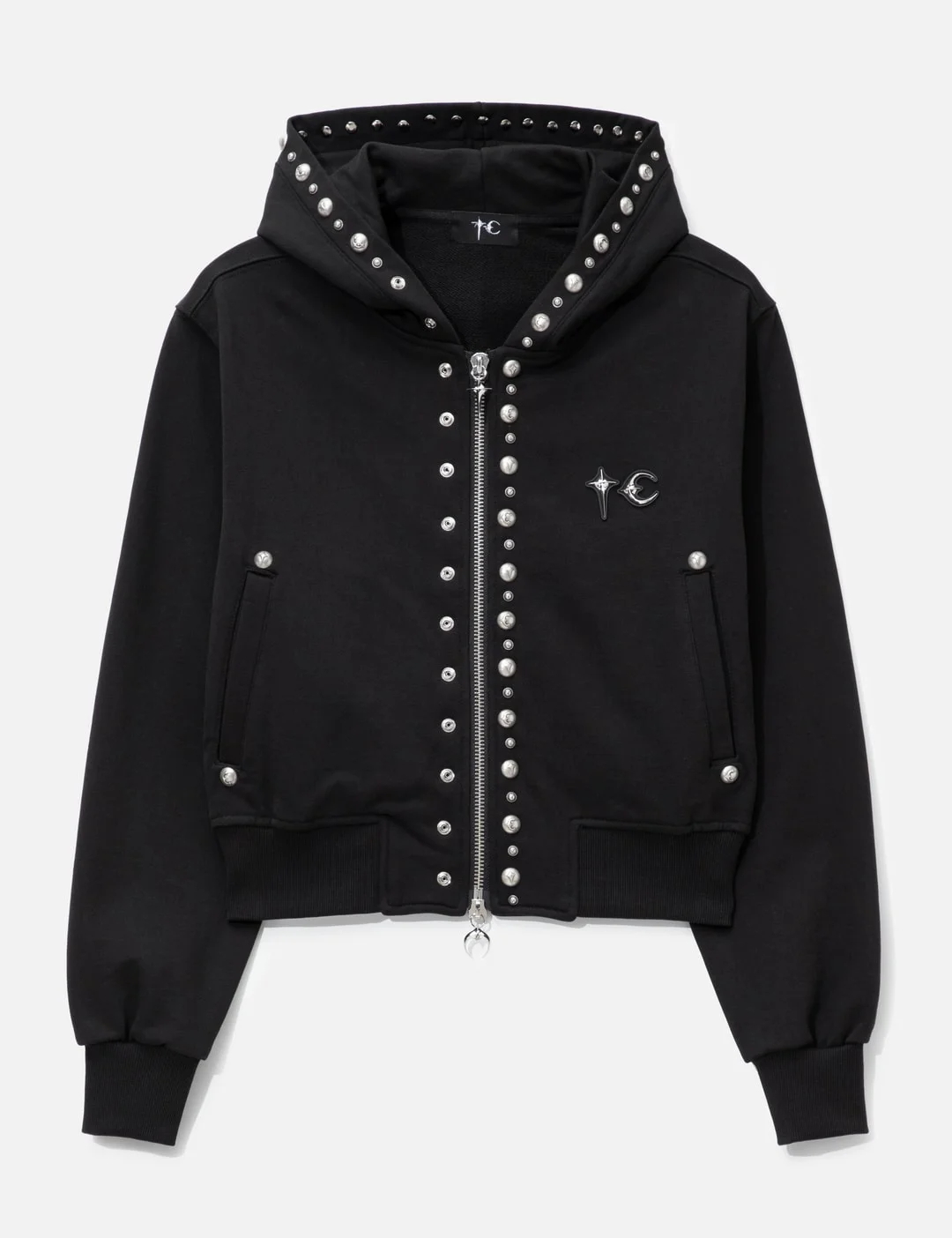 TC STUDDED LINE CROPPED ZIP-UP HOODIE - 1