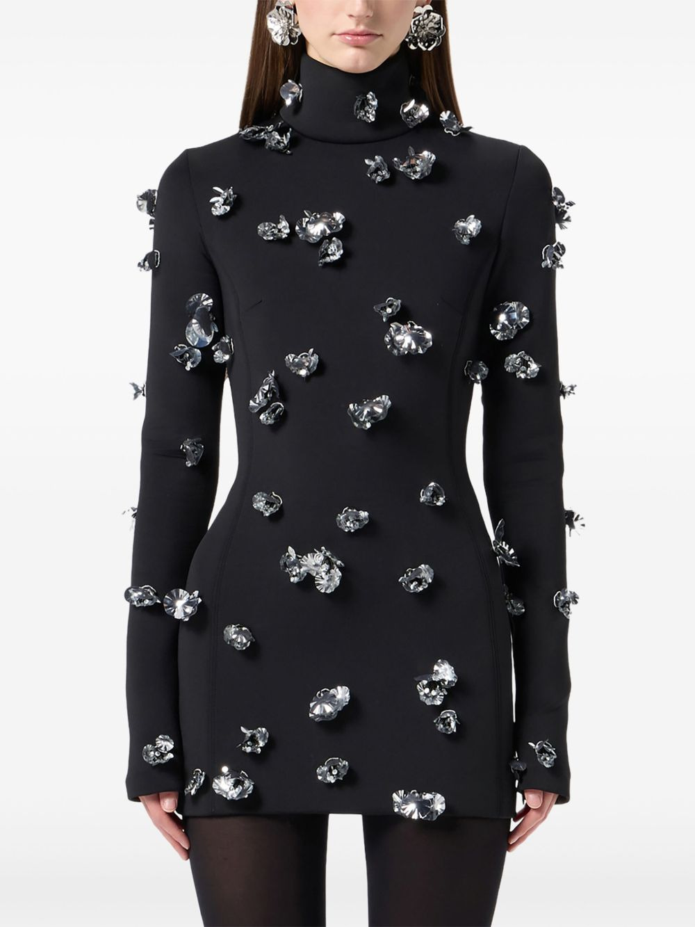flower-embellished mini dress - 3