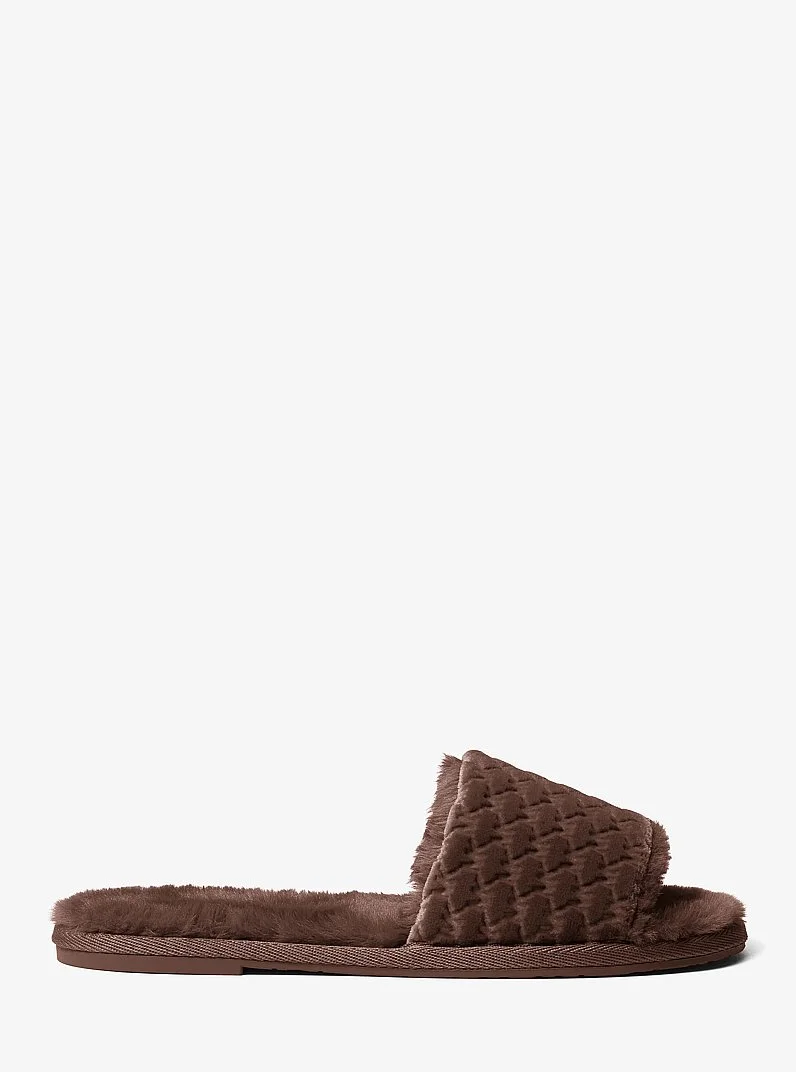 Alexis Logo Debossed Velvet Slide Sandal - 1