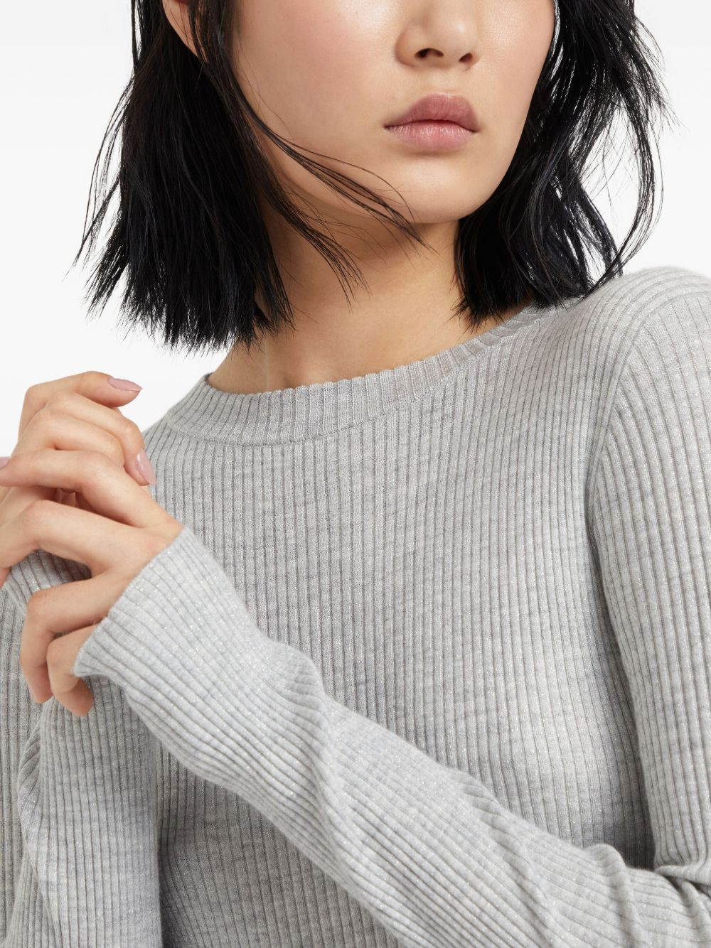 shimmer-effect round-neck knit - 5