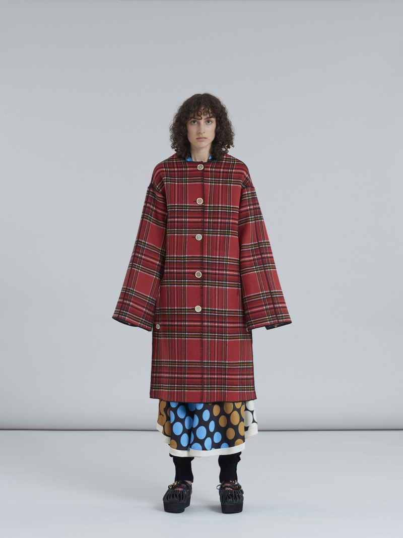 Marni DOUBLE FACE MELTON WOOL COAT WITH CONTRAST INSIDE outlook