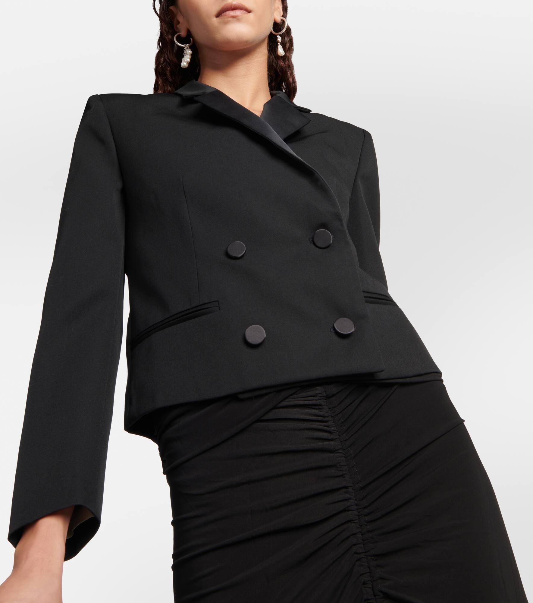 Hastagd cropped wool tuxedo jacket - 5