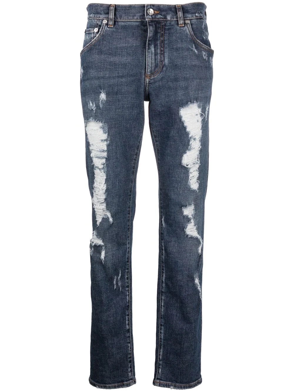 bleached distressed denim pants - 1