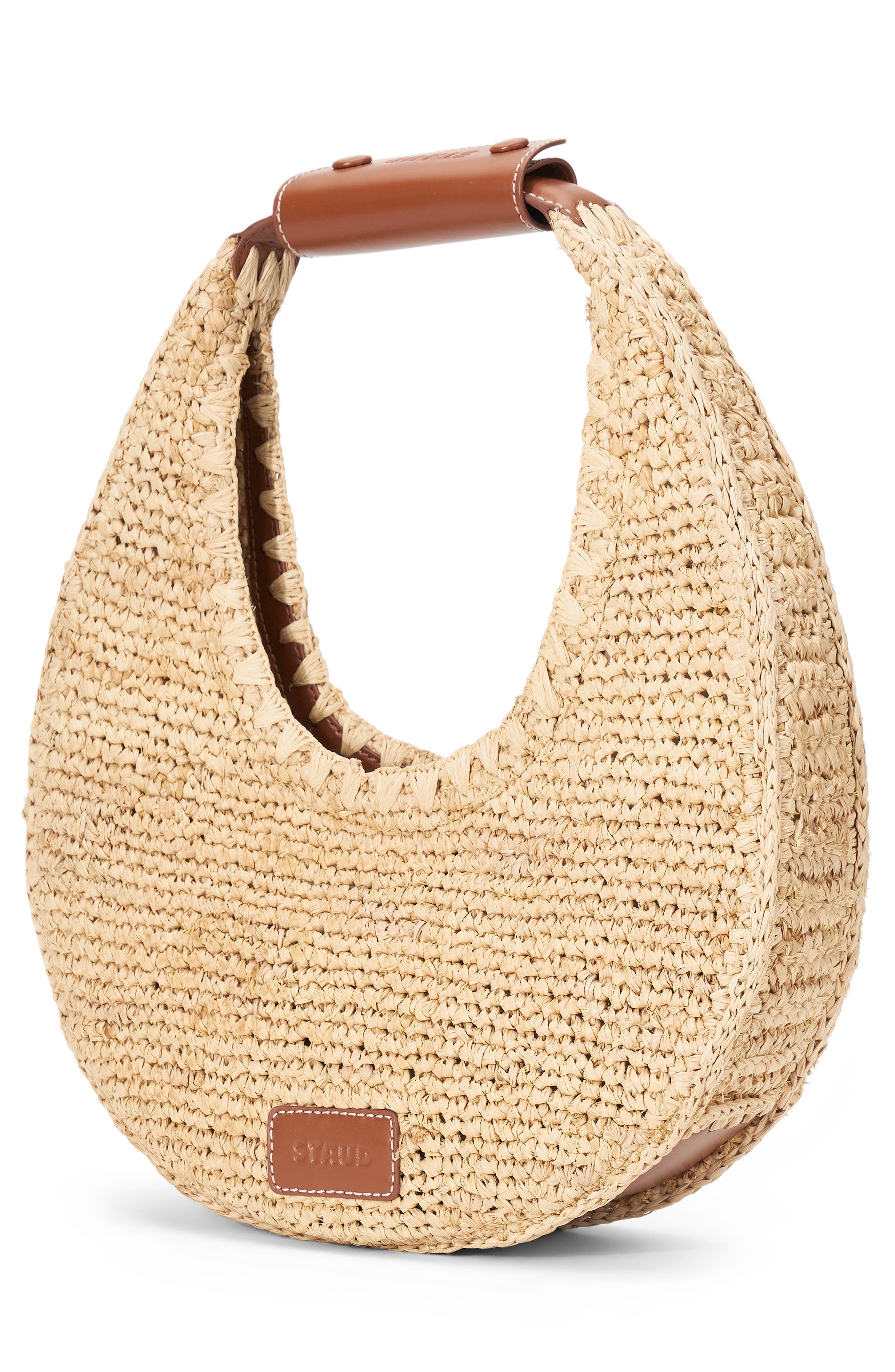 STAUD Moon Crocheted Raffia Bag in Natural/Tan at Nordstrom - 4