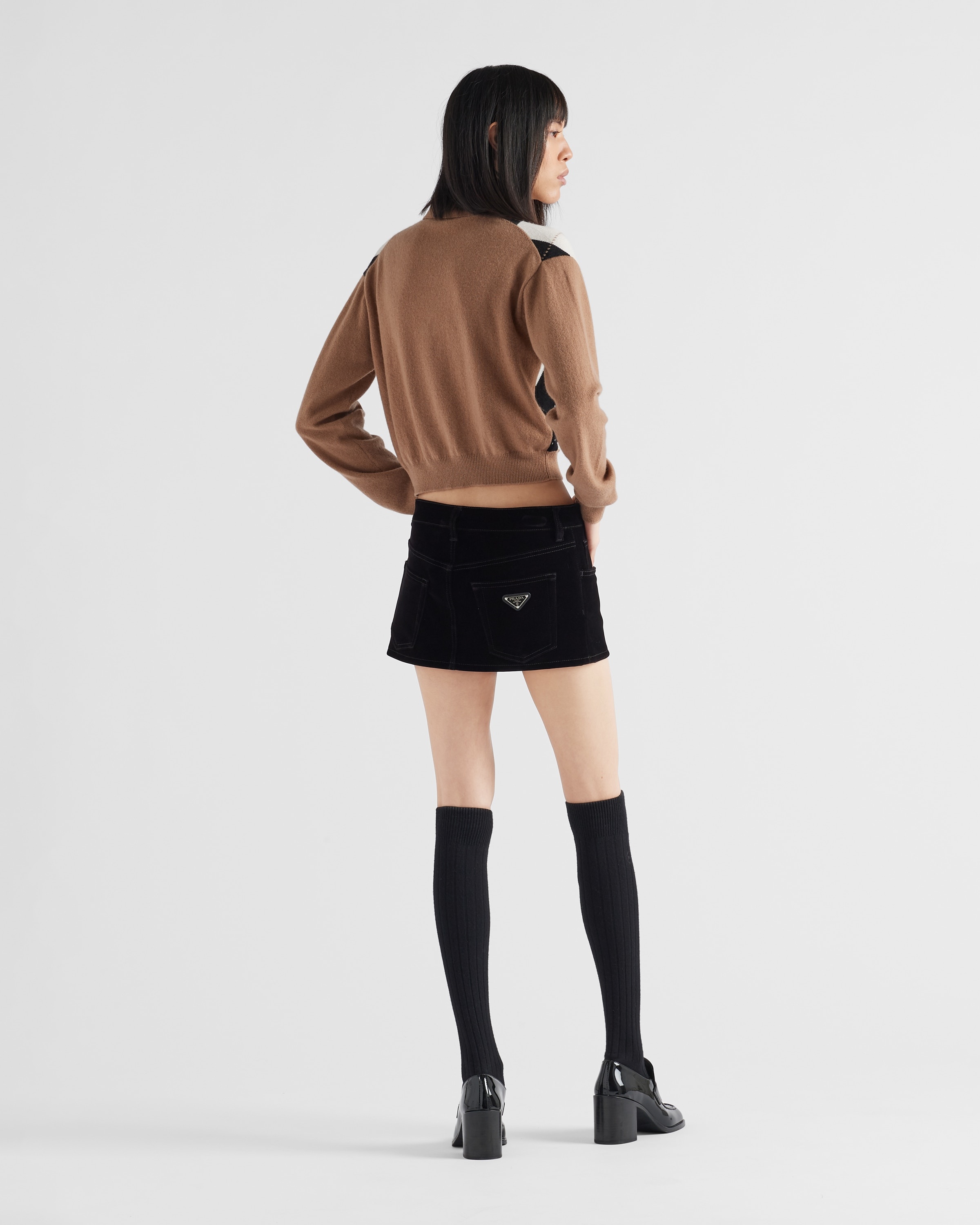 Velvet denim miniskirt - 5