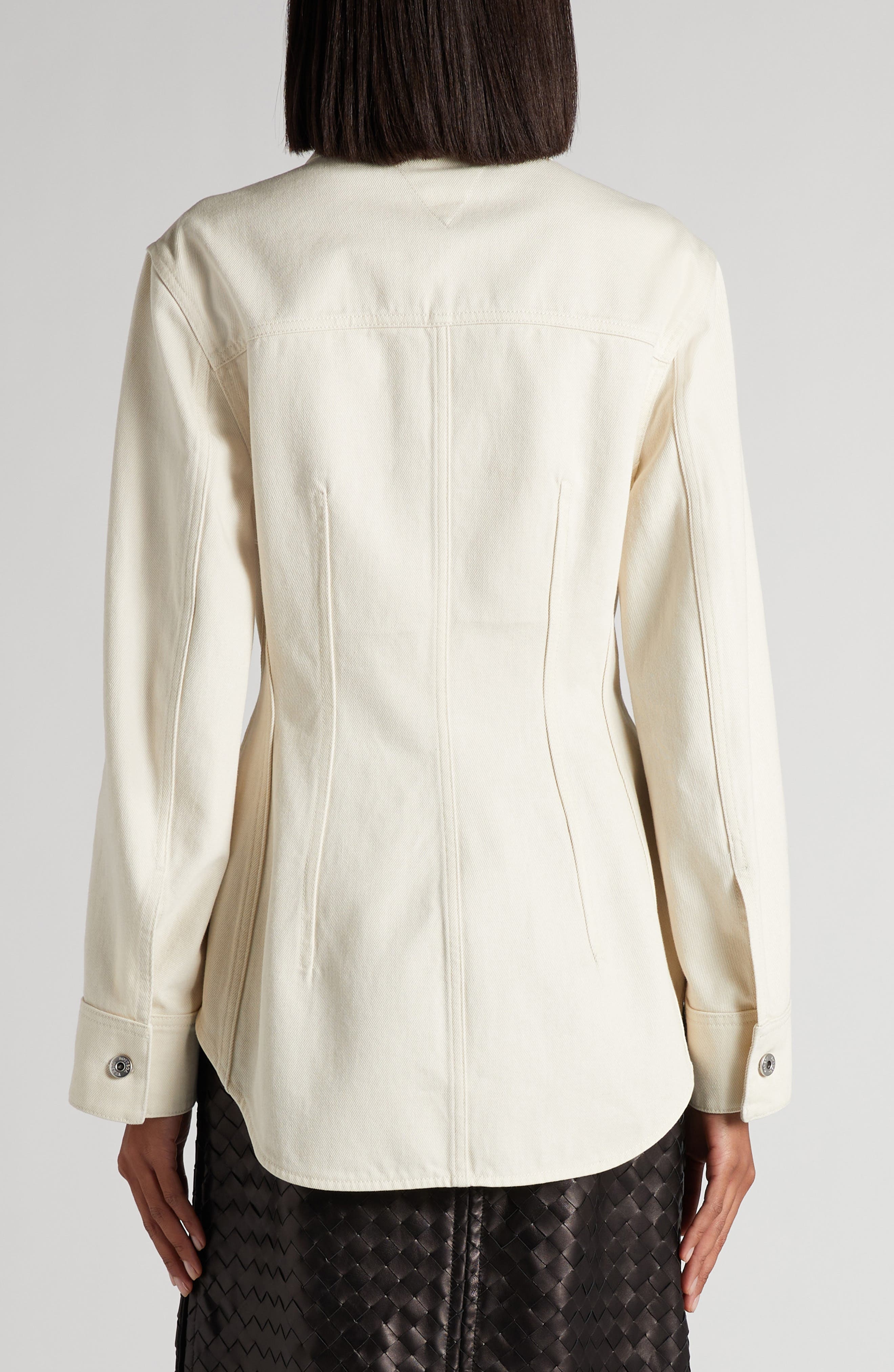 Bottega Veneta Cotton Denim Button-Up Shirt in Pale Meringue at Nordstrom - 3